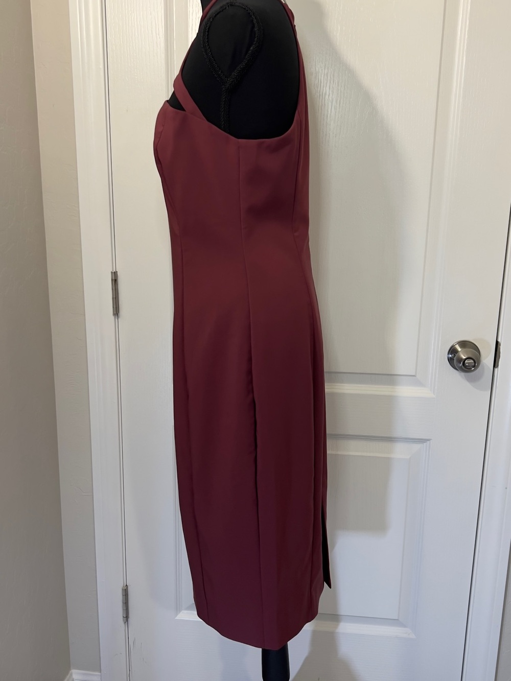 NWT! Anthropologie Halter Cutout Slim Midi Dress. M. Burgundy Retails for $168 - Picture 6 of 14